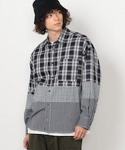 切り替えチェックシャツ