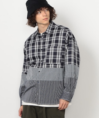 切り替えチェックシャツ