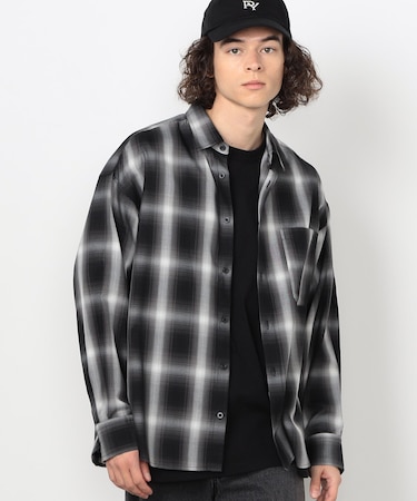 オンブレーチェックシャツ