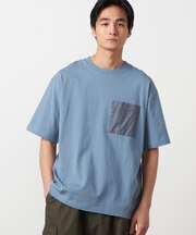 バックプリント 布帛切り替えTシャツ