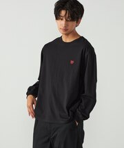 ハートロゴ刺繍 長袖Tシャツ