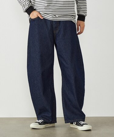 デニム バレルレッグパンツ