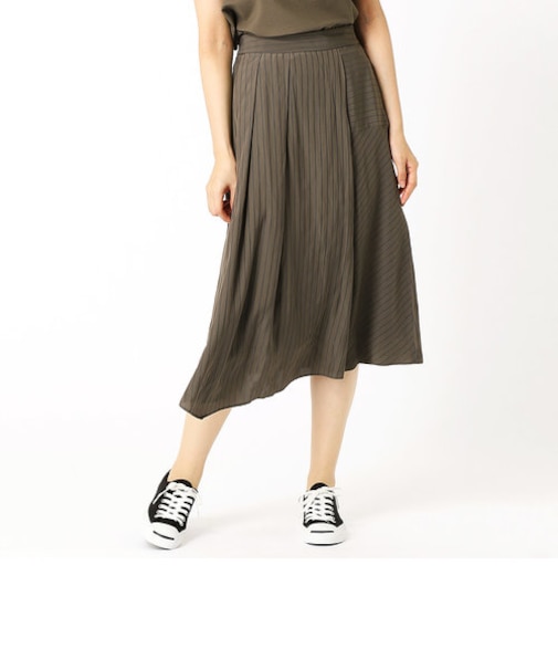 切替ストライプ柄フレアスカート