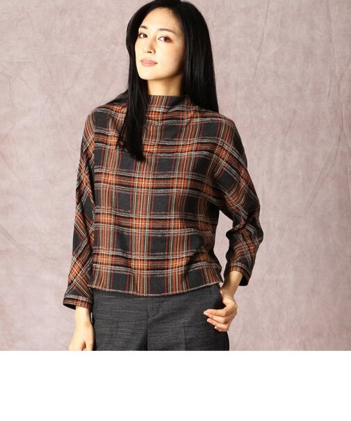 タータンチェック柄 ドルマンスリーブ プルオーバー