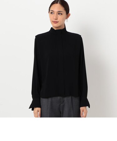 〔Sサイズ〕マットサテン デザインハイネックブラウス