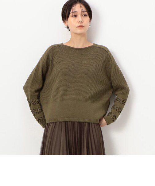 袖口ケーブル ニット