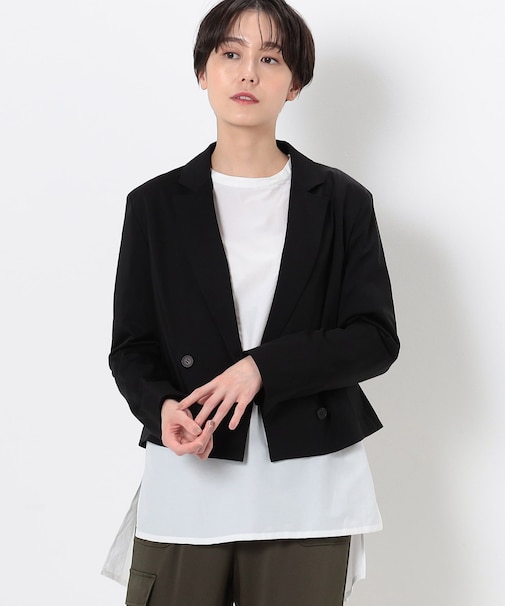 〔 TALLサイズ 〕 キュプラストレッチサテン クロップドジャケット