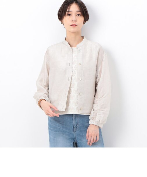 〔 TALLサイズ 〕 リネンシルクシフォン シャツブルゾン
