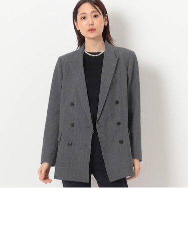 〔 TALLサイズ 〕 【セットアップ対応】2WAYストレッチシアバターヘリンボーン ダブルジャケット