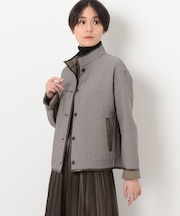 〔 Sサイズ 〕 【リバーシブル】無地×ハウンドトゥースダブルフェイス ショートコート