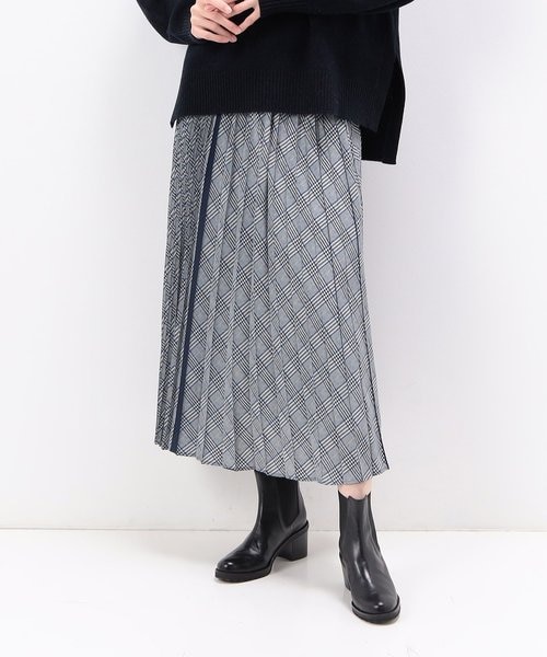 レーヨンシフォン グレンチェック フレアスカート｜ブルックス