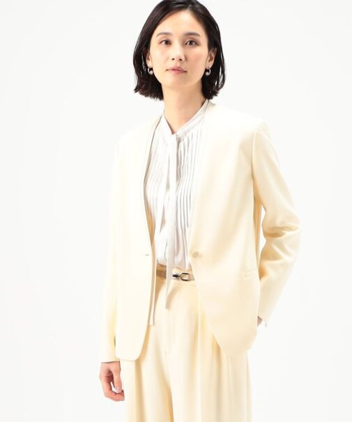 〔 TALLサイズ 〕 【セットアップ対応】トリアセテートポリエステルダブルクロス ノーカラージャケット