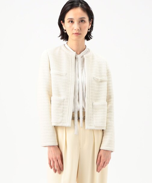 〔 TALLサイズ 〕 ラッセルツイード ノーカラージャケット