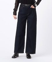 中空ストレッチデニム ワイドデニムパンツ