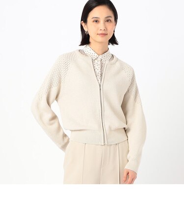 透かし編みニットブルゾン