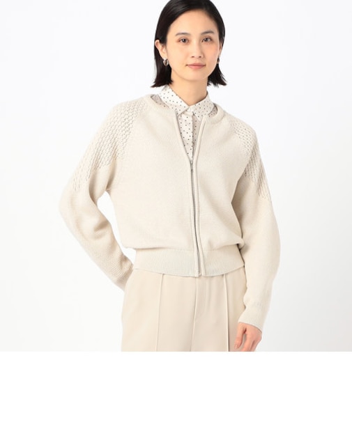 透かし編みニットブルゾン