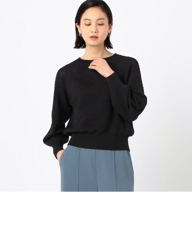 透かし編みニットプルオーバー