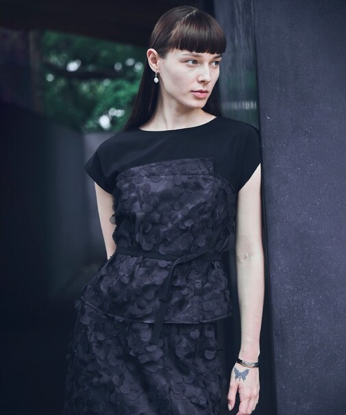 〔 TALLサイズ 〕【ブライトリーセットアップ】ドットフラワーチュール プルオーバー