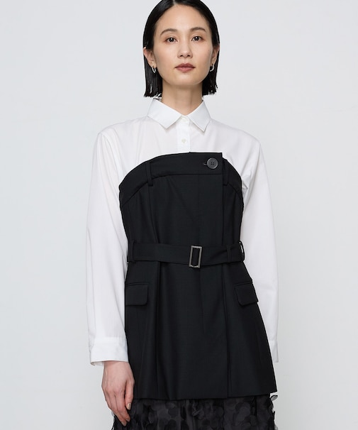 〔 Sサイズ 〕 【セットアップ対応】ストレッチトロ ビスチェ付きブラウス