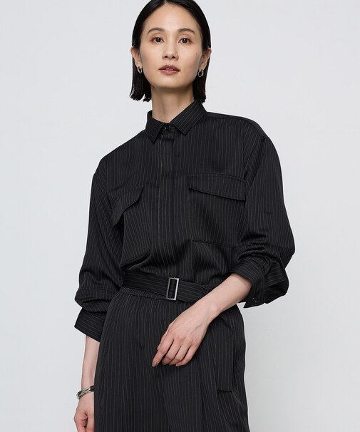 〔 TALLサイズ 〕【ブライトリーセットアップ】サテンストライプ・無地 シャツジャケット