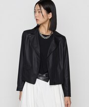 〔 TALLサイズ 〕 ストレッチエンボス  クールライダースジャケット