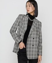 〔 TALLサイズ 〕2WAYストレッチチェックフラノ デザインダブルジャケット
