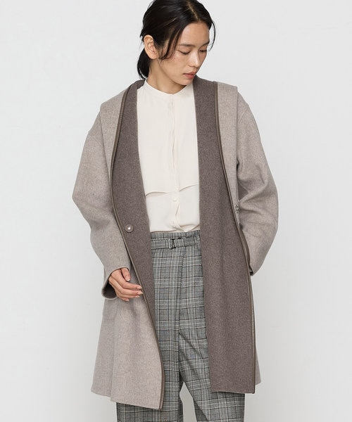 【新品】HANRO ハンロ リバーシブルコート ローブ ガウン ダブルフェイス ロイヤルジーロンビーバーダブルフェイス リバーシブルコート