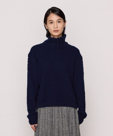 〔 TALLサイズ 〕 片畦編み、天竺編み アンゴラ混ニットプルオーバー
