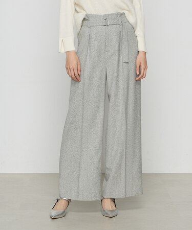 ヘリンボーンツイード タックワイドパンツ