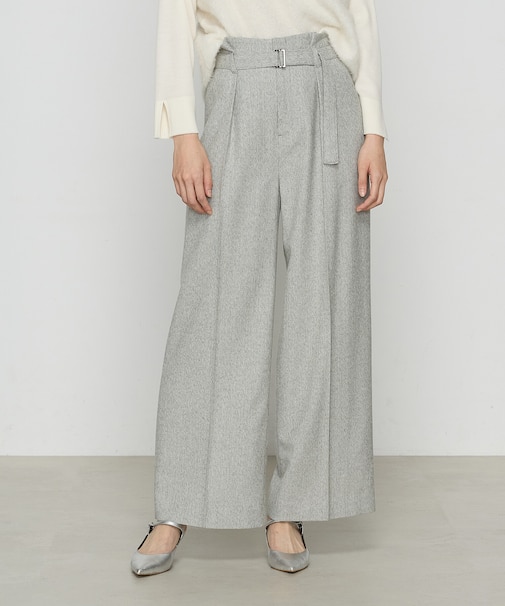 ヘリンボーンツイード タックワイドパンツ