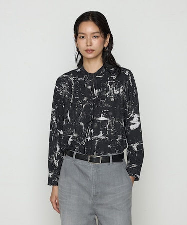 【2WAY】アムンゼン大理石プリント ボウブラウス