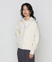 レーヨンストレッチポンチ ハーフジップトップ