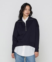 レーヨンストレッチポンチ ハーフジップトップ