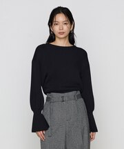 コットンポリエステル フレアスリーブニット