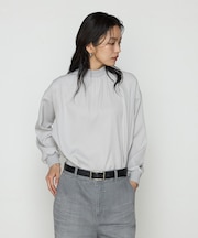 〔 TALLサイズ 〕 起毛ストレッチサテン リブギャザープルオーバー