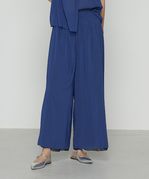 〔 TALLサイズ 〕 シフォン×シャンブレーカッセン リバーシブルパンツ