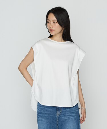 コットン強撚ポンチ ショルダータックTシャツ