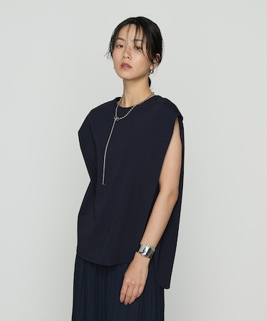 コットン強撚ポンチ ショルダータックTシャツ