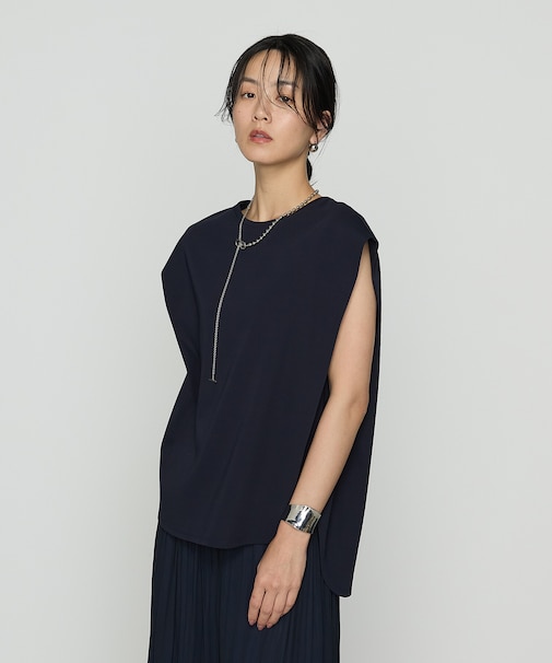 コットン強撚ポンチ ショルダータックTシャツ