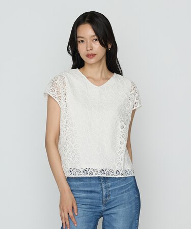 リーフ柄ラッセルレース ブラウス