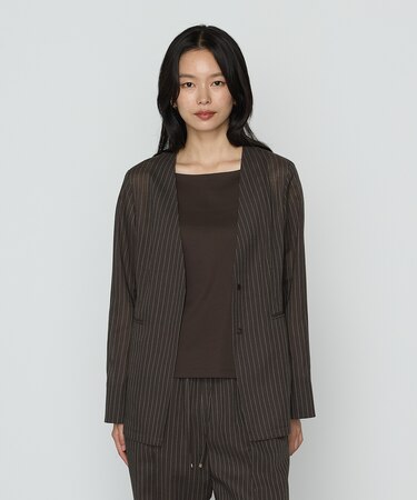 〔 TALLサイズ 〕 【セットアップ対応】シアーボイルストライプ ジャケット