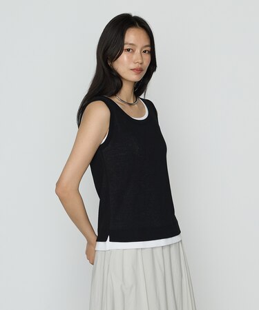 〔 TALLサイズ 〕 強撚ガステレコ／オーガニック レイヤードタンクトップ