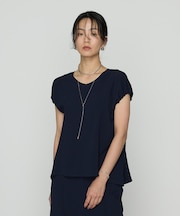 〔 TALLサイズ 〕 バックサテンジョーゼット ギャザースリーブプルオーバー