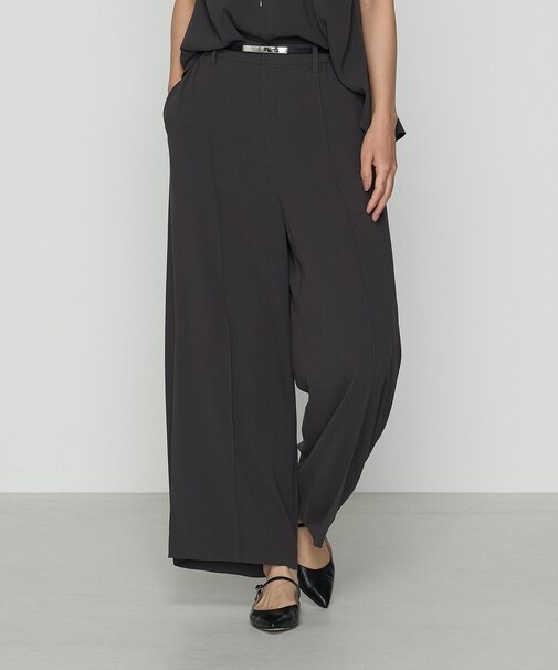 〔 TALLサイズ 〕 バックサテンジョーゼット クロップドワイドパンツ