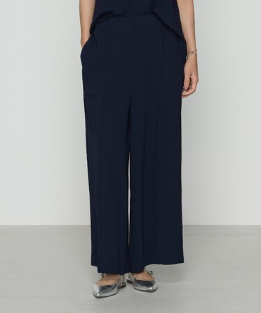 〔 TALLサイズ 〕 バックサテンジョーゼット クロップドワイドパンツ