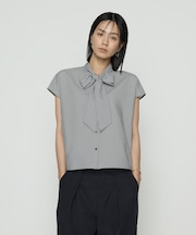 シアーサッカーギンガム ボウタイブラウス