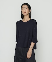 〔 Sサイズ 〕 天竺裏目編み スパンコールニットプルオーバー