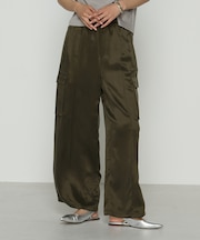 〔 TALLサイズ 〕 キュプラツイル サテンツイルワイドカーゴパンツ