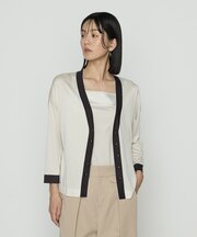 〔 TALLサイズ 〕 シルキー天竺ニット バイカラーカーディガン