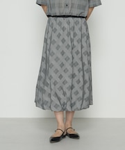 〔 TALLサイズ 〕 シアーグレンチェック バルーンスカート